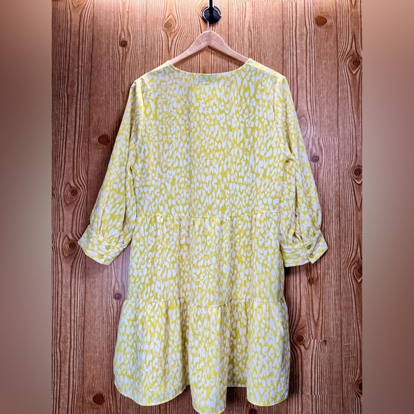🔴Women’s Who What Wear Dress Short Tiered Size M NWT Citrus Leopard 3/4 Sleeves - Picture 2 of 10